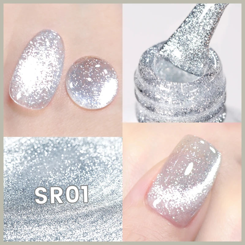 Silver Shining Reflective Cat Magnetic Gel Nail Polish