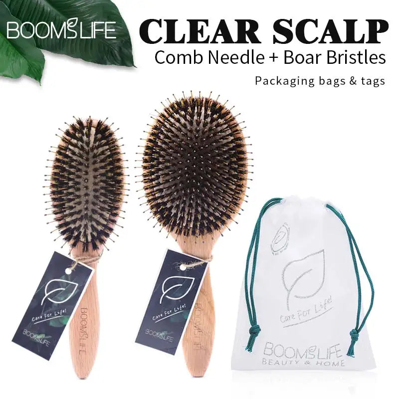 Boar Bristle Wooden Hair Brush