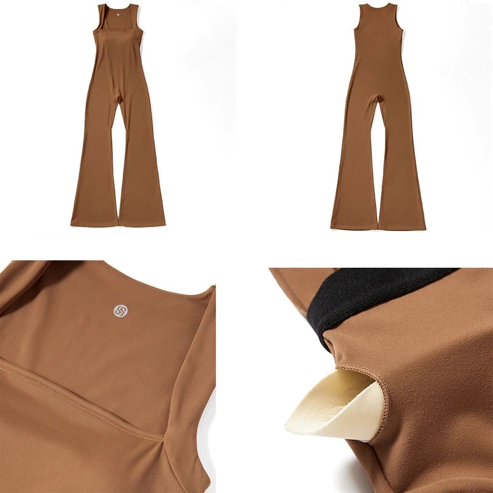Sleeveless Square Neck Bodysuit Jumpsuit
