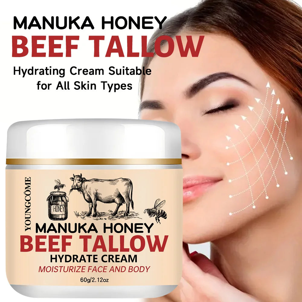 Beef Tallow Honey Balm Hydrating Nourishing Face and Body Cream