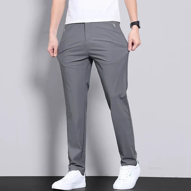 Ice Silk Slim Trousers, Quick-Dry