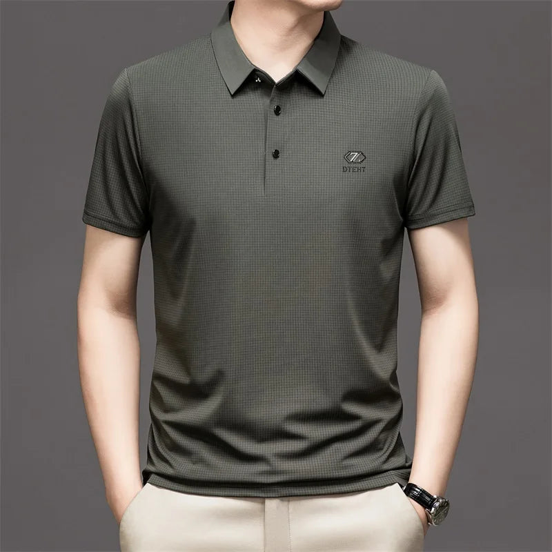 Summer Versatile Ice Silk Polo Shirt