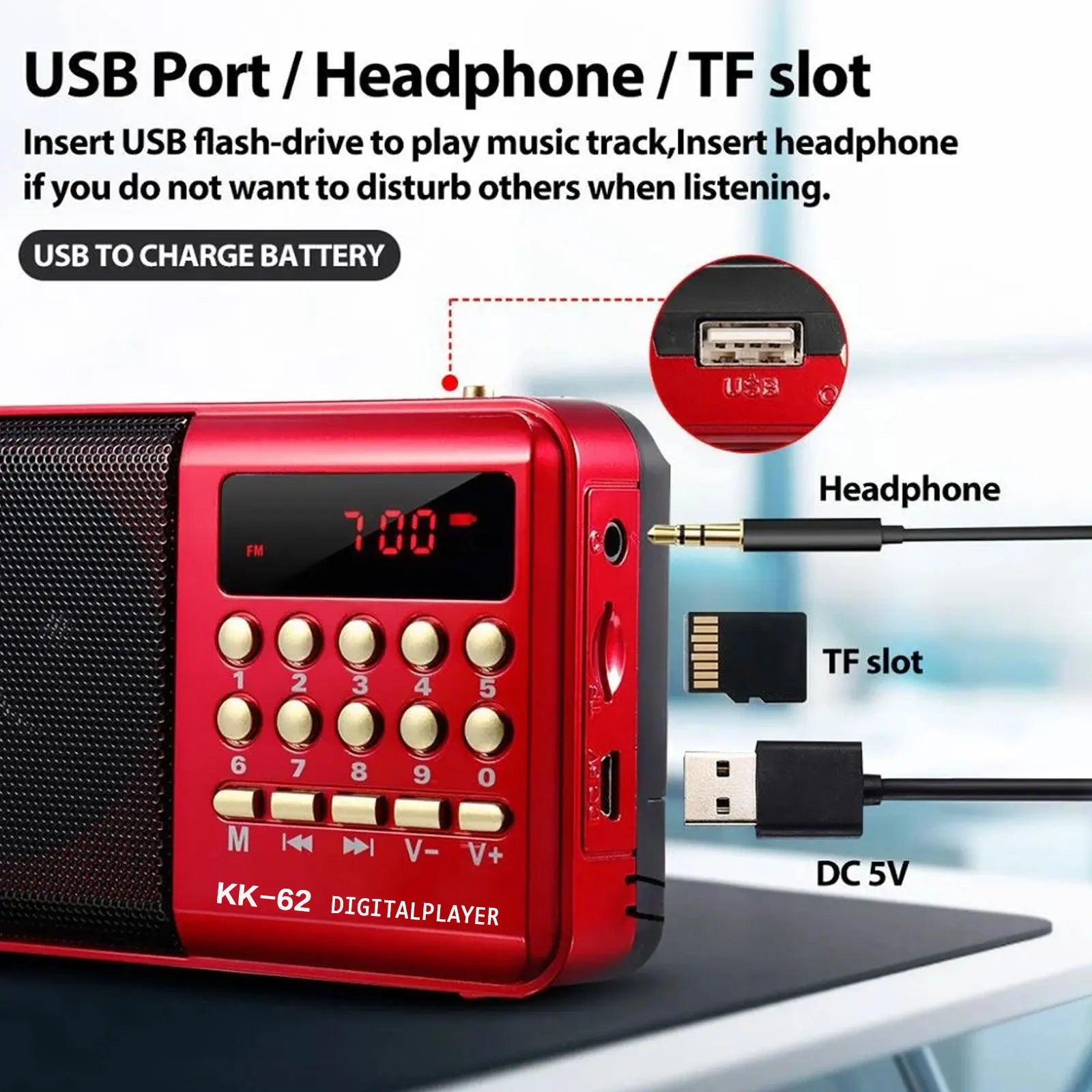 Portable Rechargeable Digital FM Radio