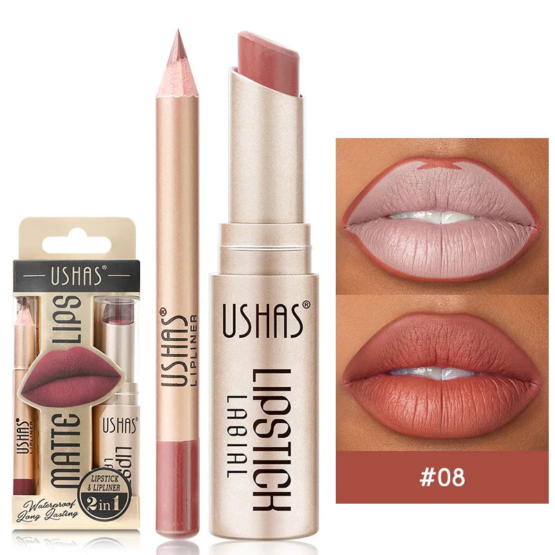 12-Color Matte Lipstick and Lip Liner Set