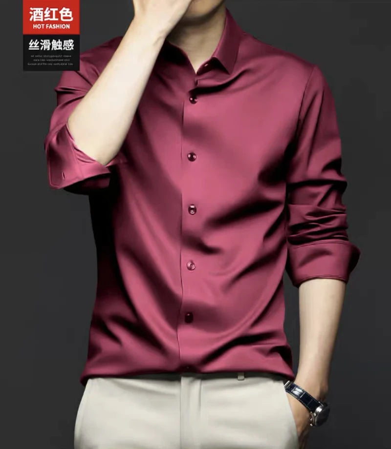 Premium Ice Silk Short-Sleeved Business Shirt
