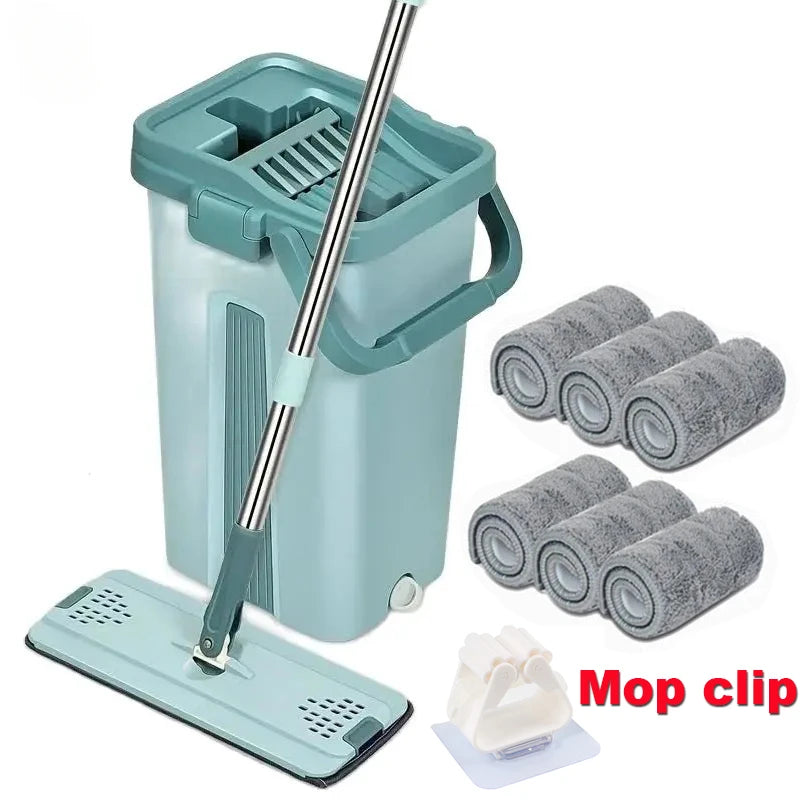 Hand-Free Flat Squeeze Mop with Bucket