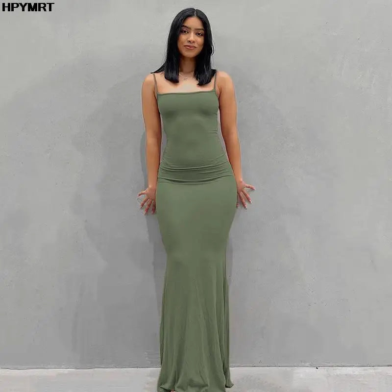 Satin Slip Sleeveless Backless Slim Maxi Dress