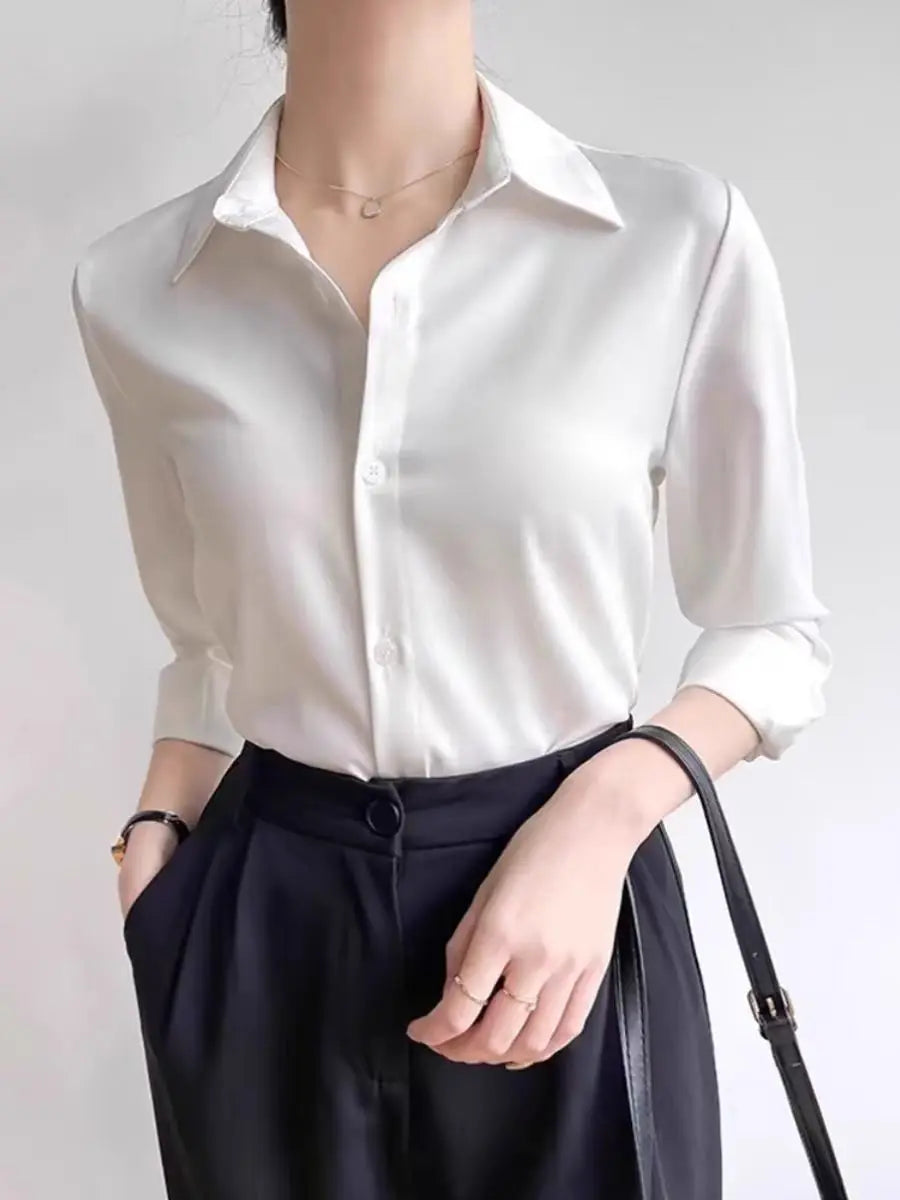 Elegant Satin Work Shirt