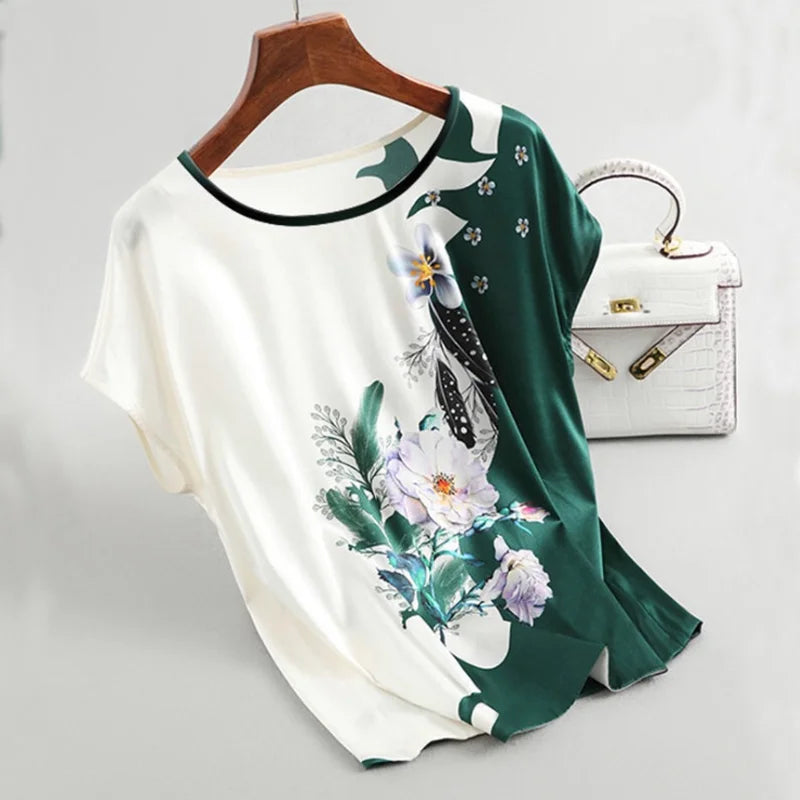 Floral Silk Satin Blouse