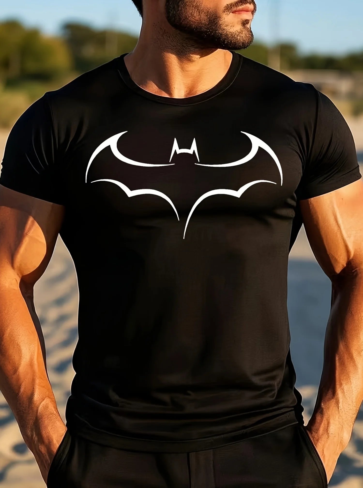 Oversized Bat Print T-Shirt