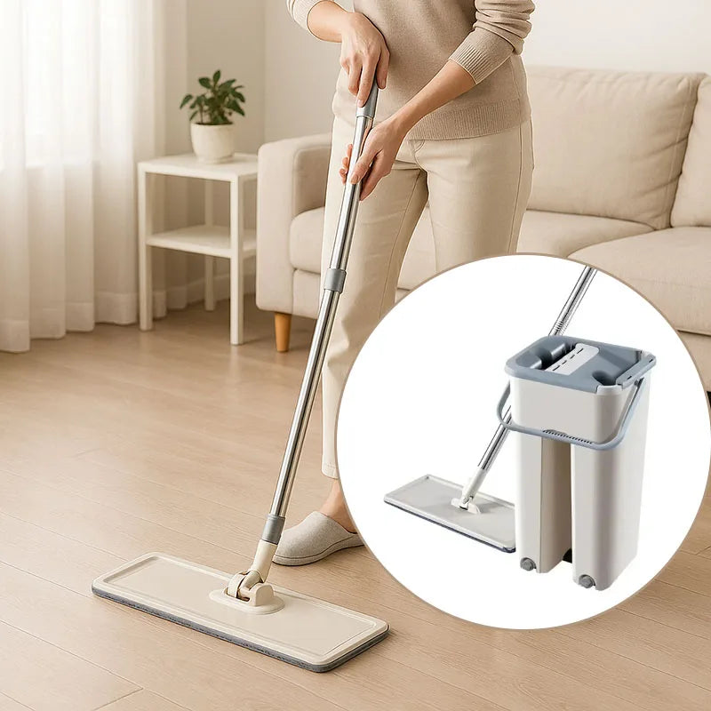 Flat Mop Set with Rotating Head