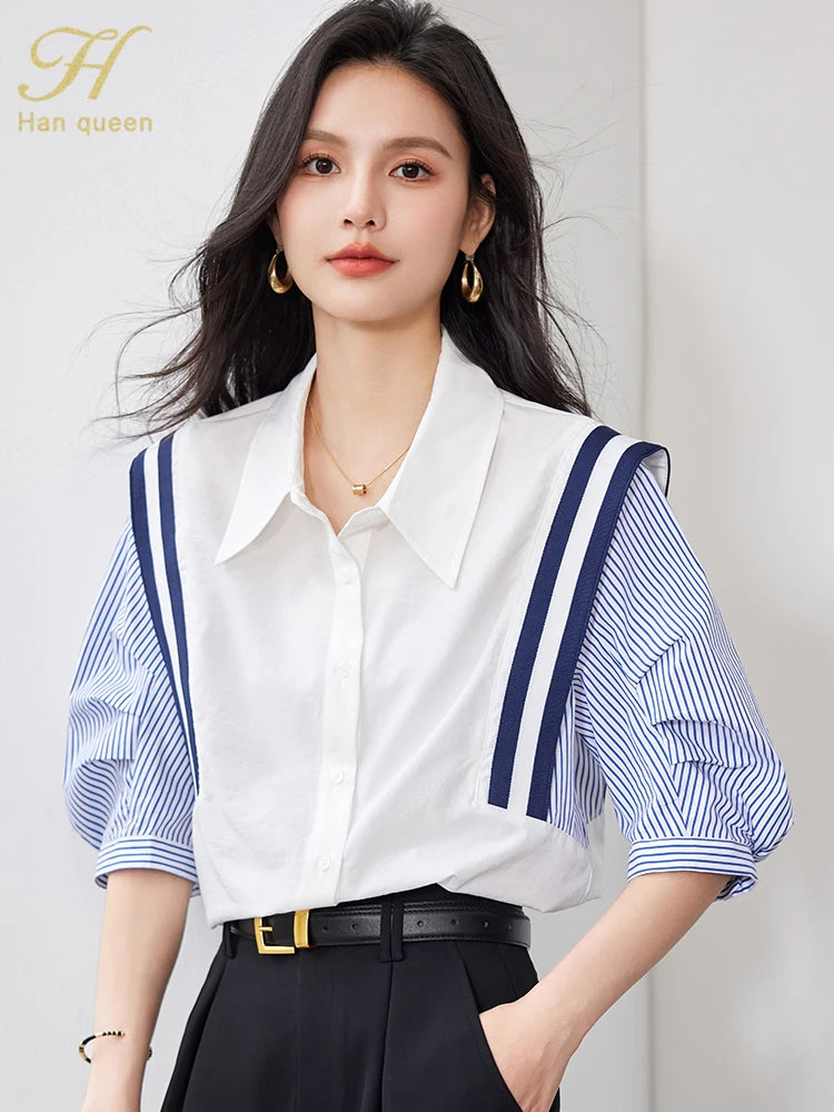 Korean Striped Chiffon Blouse