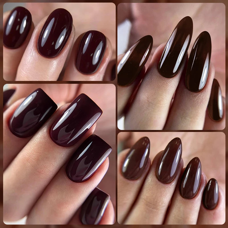 Winter Coffee Brown Gel Nail Polish Set