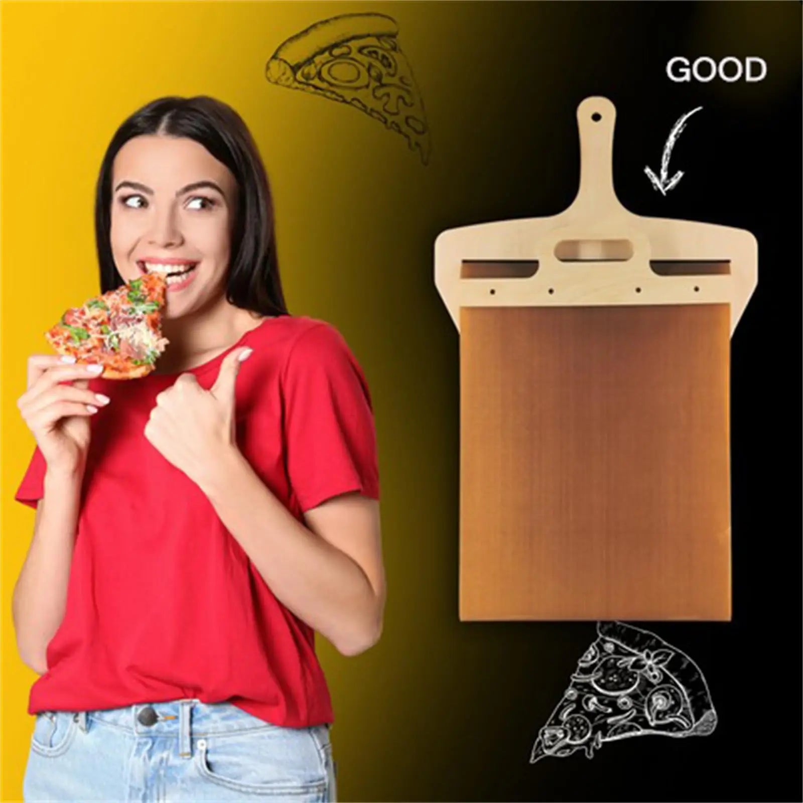 Foldable Pizza Peel with Wooden Handle for Easy Transfer