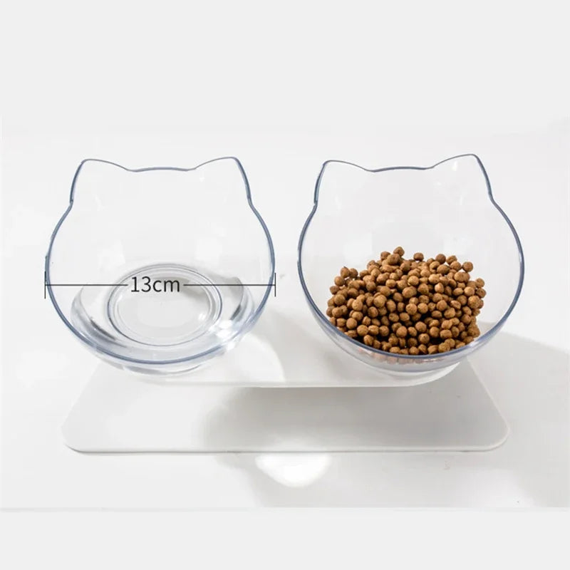 Non-Slip Double Cat Bowl with Stand for Pet Feeding