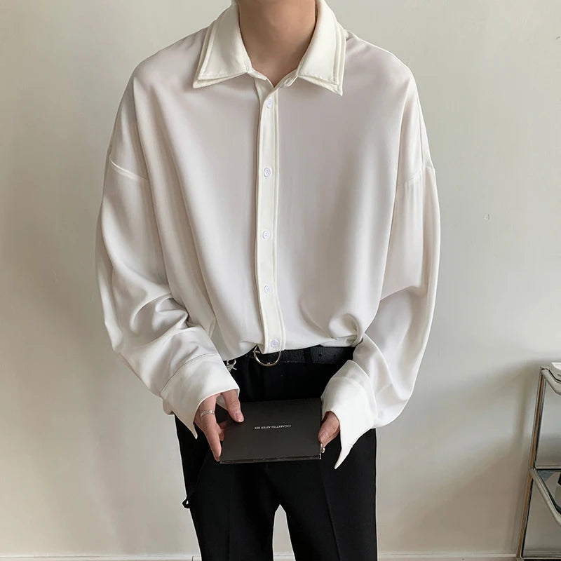 Men's Double Collar Ice Silk Shirt