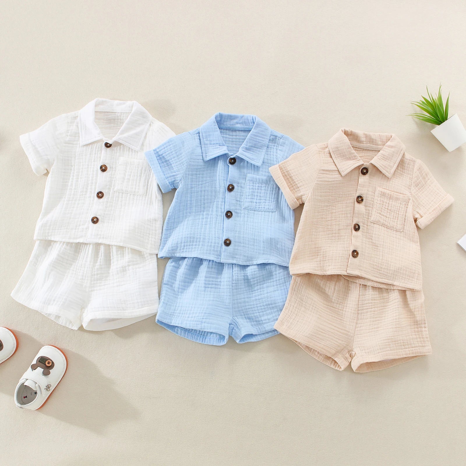 Baby Boys Cotton Linen Summer Outfit