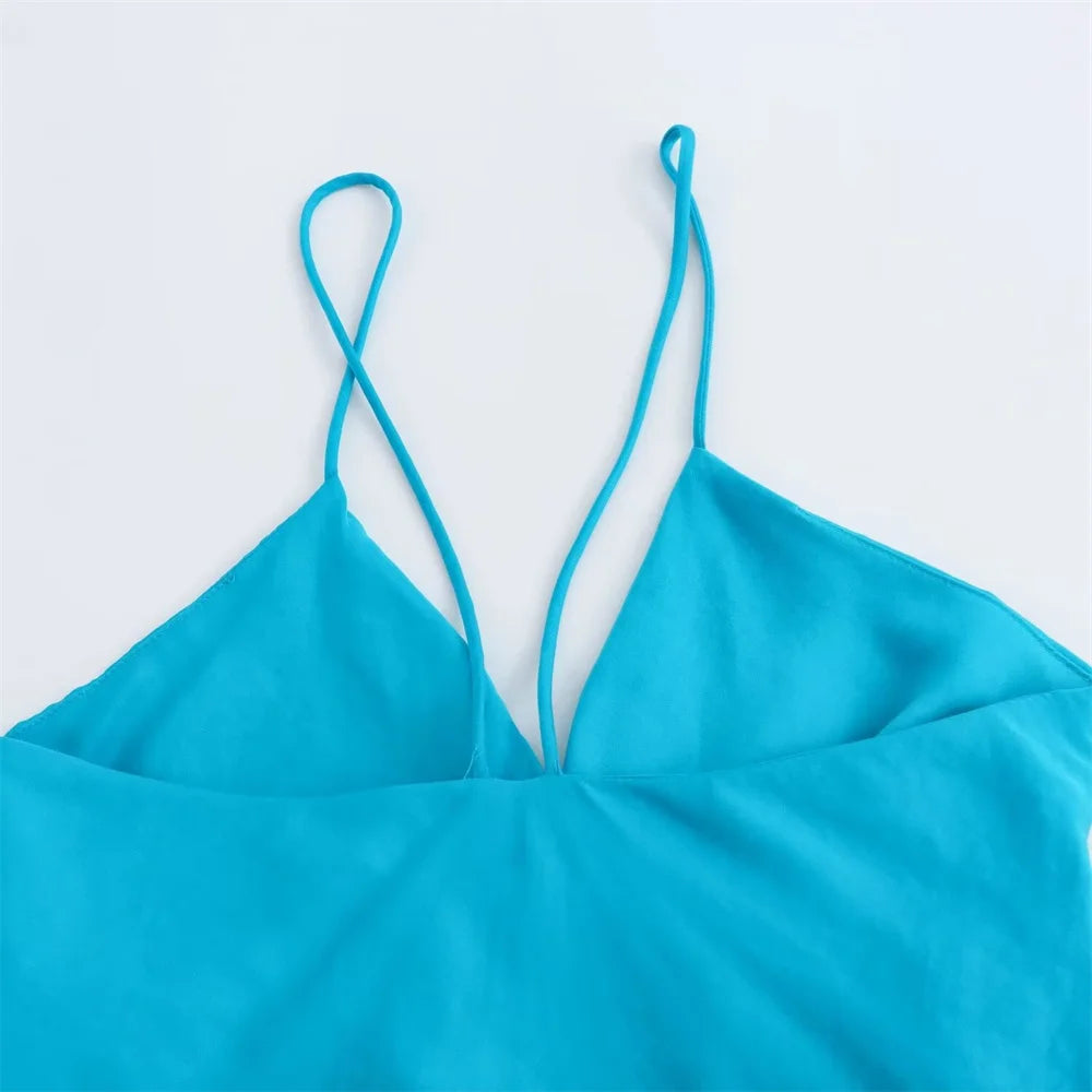 Retro Silk Satin Midi Dress