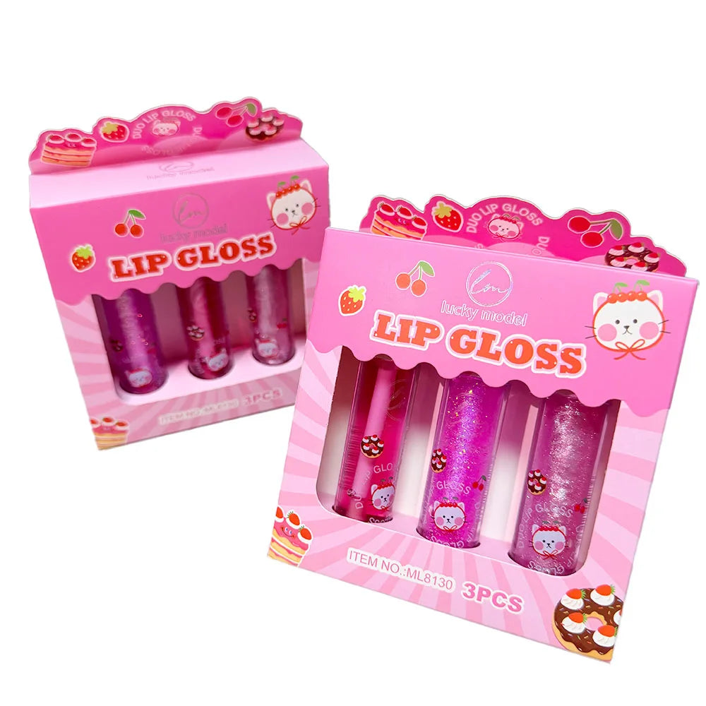 3-Piece Shiny Waterproof Lip Gloss Set