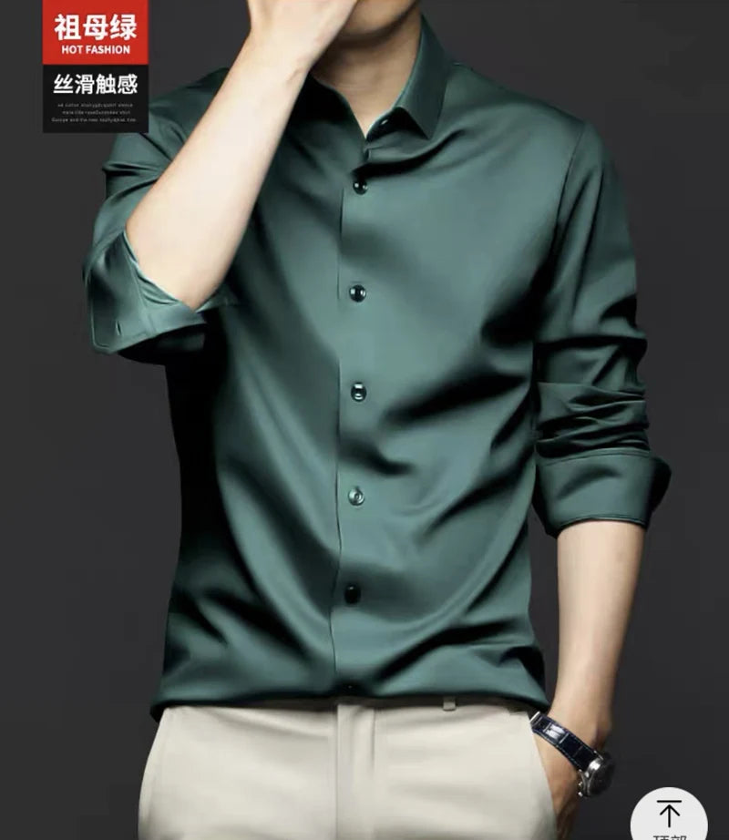 Premium Ice Silk Short-Sleeved Business Shirt