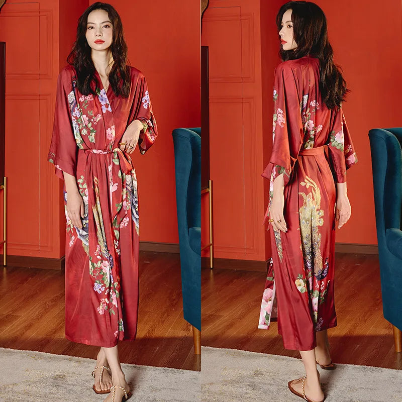 Elegant Oversized Satin Kimono Robe