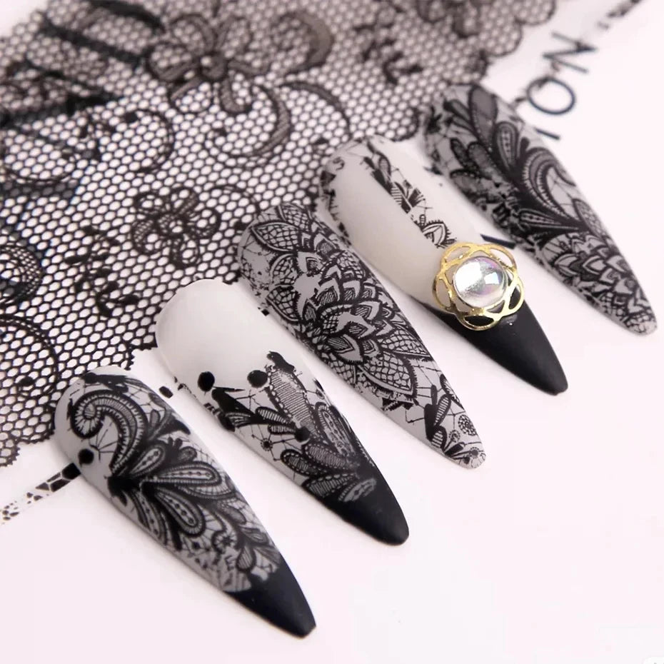 Black White Lace Nail Art Foil Set
