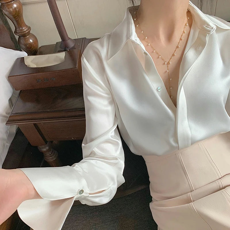 Women’s Satin Long Sleeve Blouse