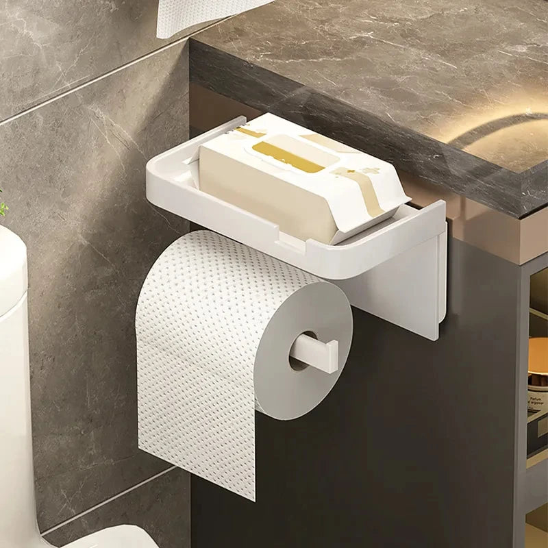 Multi-functional Plastic Toilet Paper Holder and Storage Rack