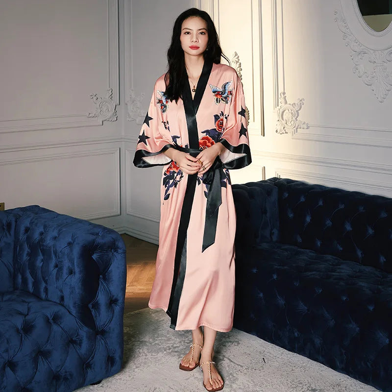 Elegant Oversized Satin Kimono Robe