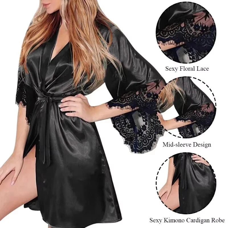 Floral Lace Night Gown Robe