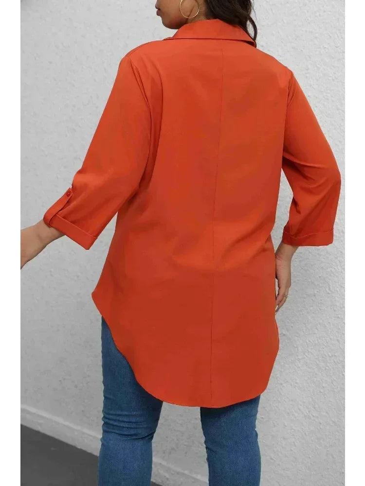Plus Size Button-Up Blouse
