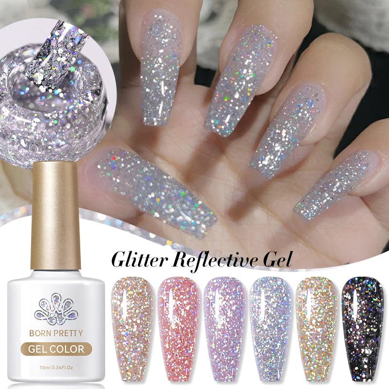 Champagne Gold Reflective Glitter UV Gel Polish