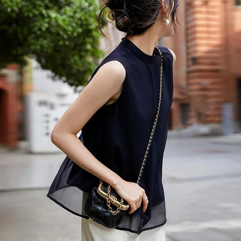 French Style Sleeveless Blouse