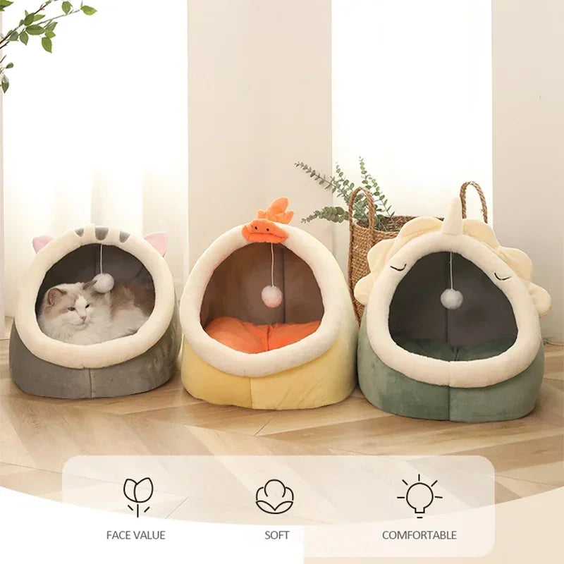 Soft Warm Cat Pad Basket Cozy Pet Lounger House Tent