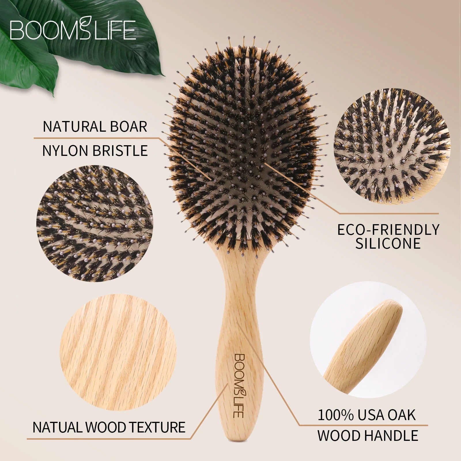 Boar Bristle Wooden Hair Brush