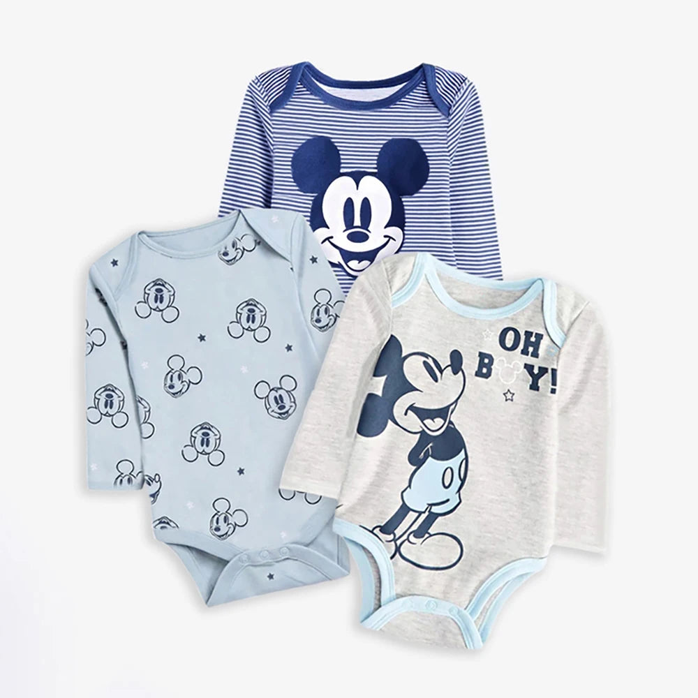 3-Pack Mickey Mouse Baby Rompers