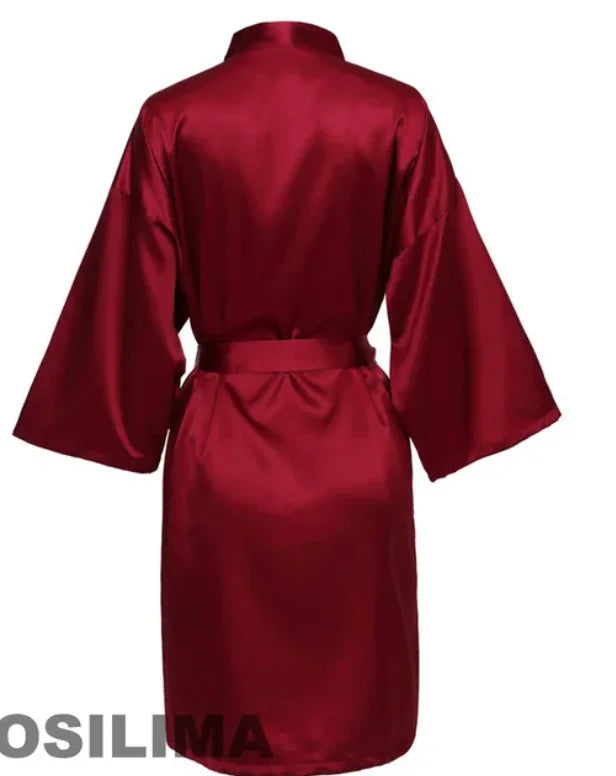 Wedding Team Bride Satin Kimono Robe