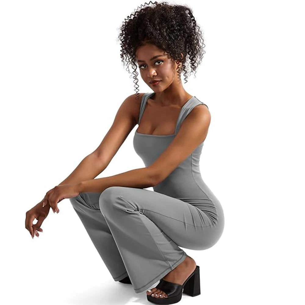 Sleeveless Square Neck Bodysuit Jumpsuit