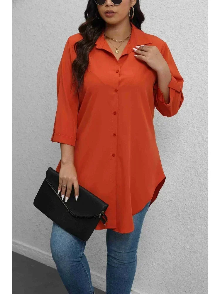 Plus Size Button-Up Blouse