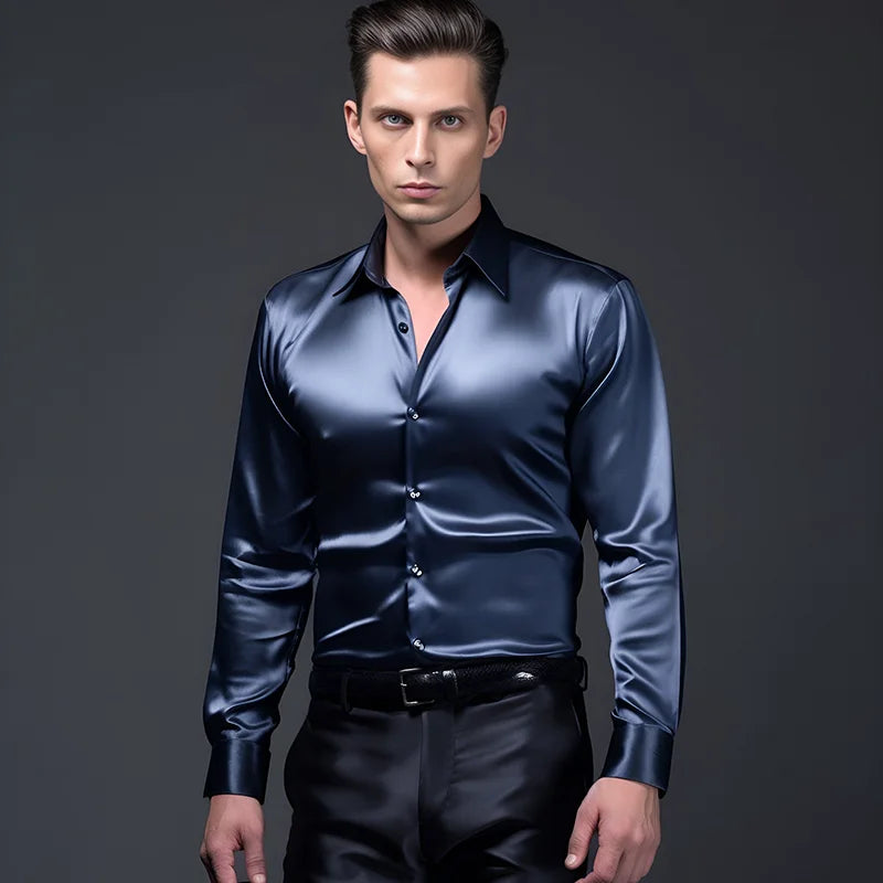 Satin Tuxedo Dress Shirt