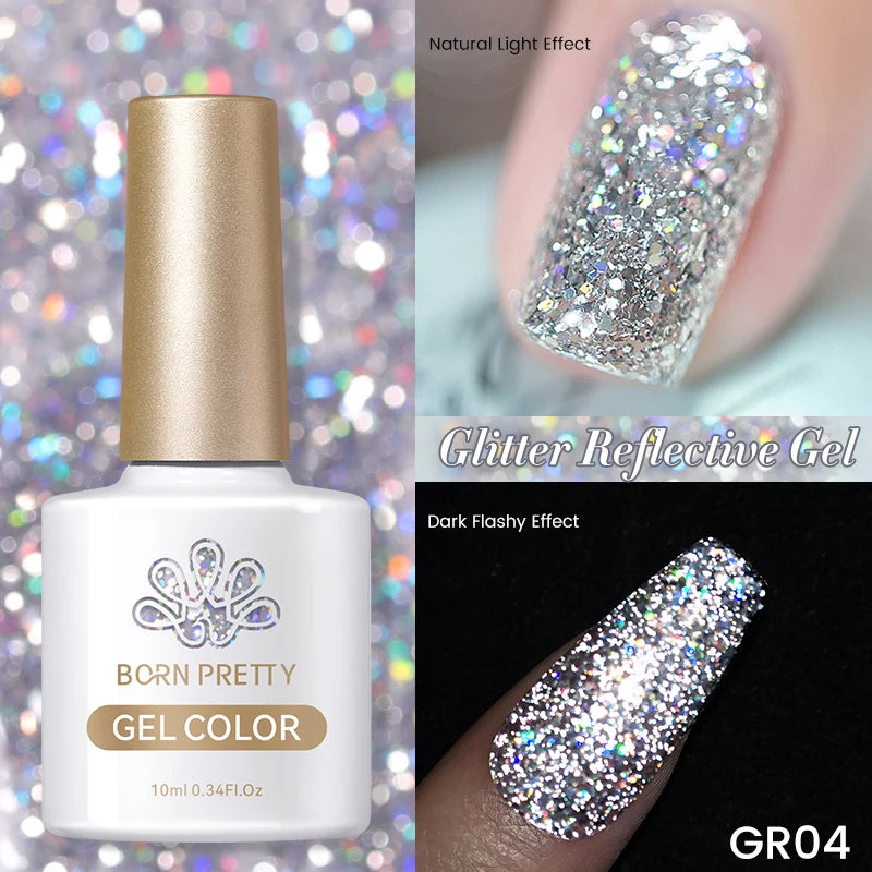 Champagne Silver Reflective Glitter Gel Polish
