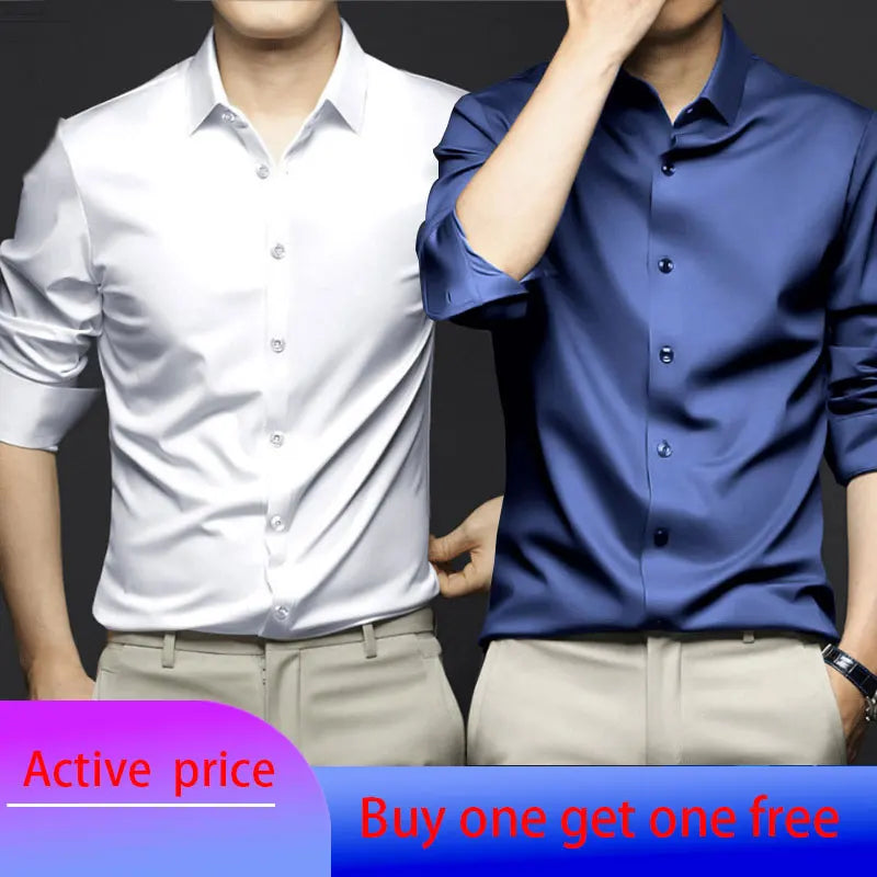 Wrinkle-Proof Business Casual Long-Sleeved Shirt