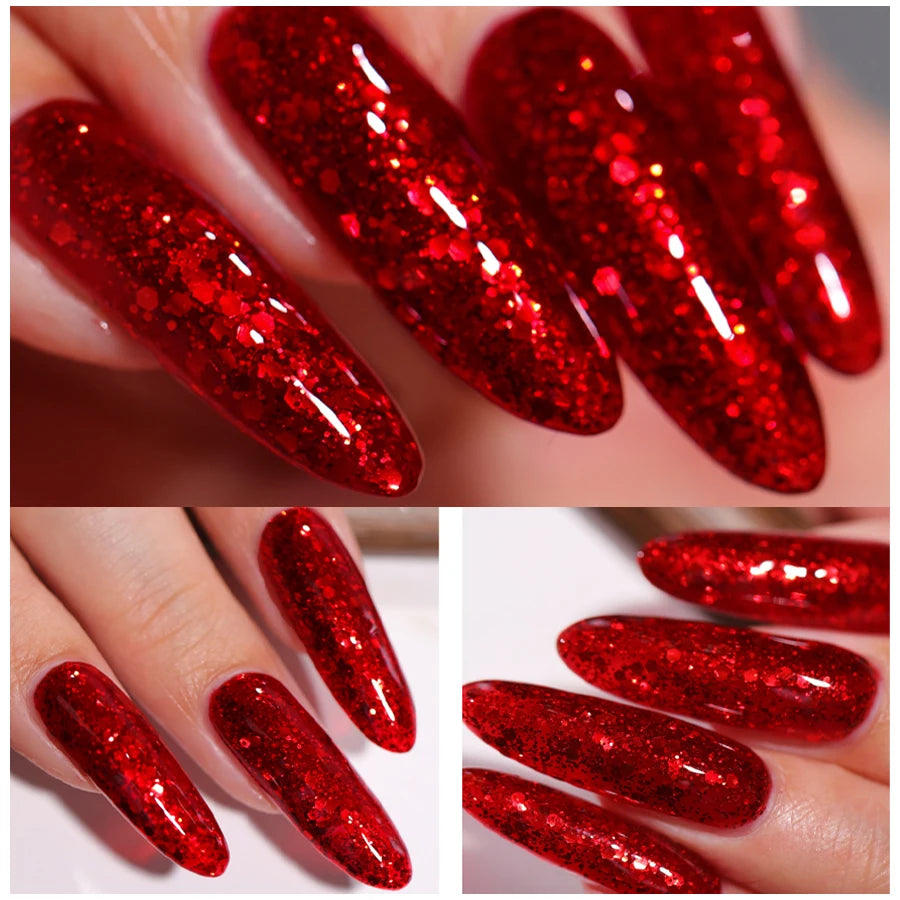 Glitter Red Semi-Permanent Gel Polish