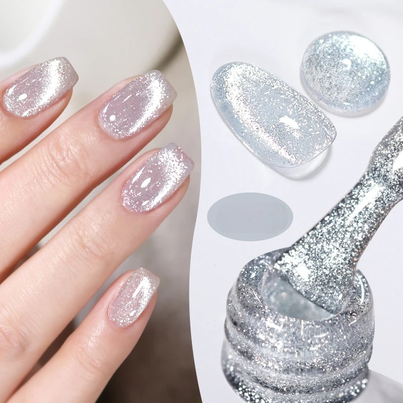 Silver Shining Reflective Cat Magnetic Gel Nail Polish