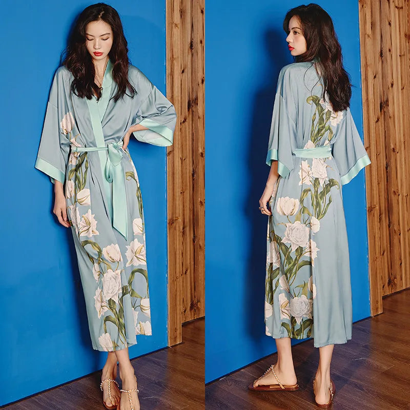Elegant Oversized Satin Kimono Robe