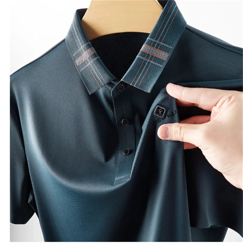 Plus Size Ice Silk Polo Shirt