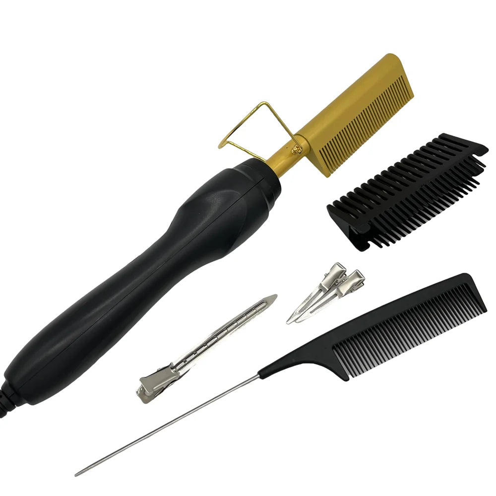 Electric Hot Comb Hair Straightener Brush