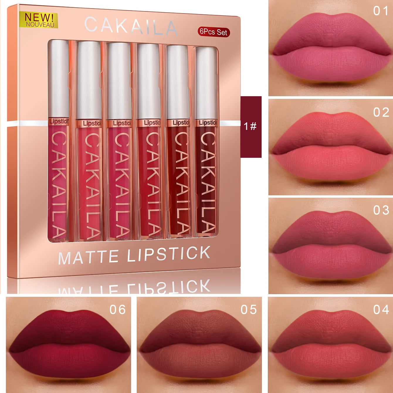 6-Color Liquid Matte Velvet Lip Gloss Set