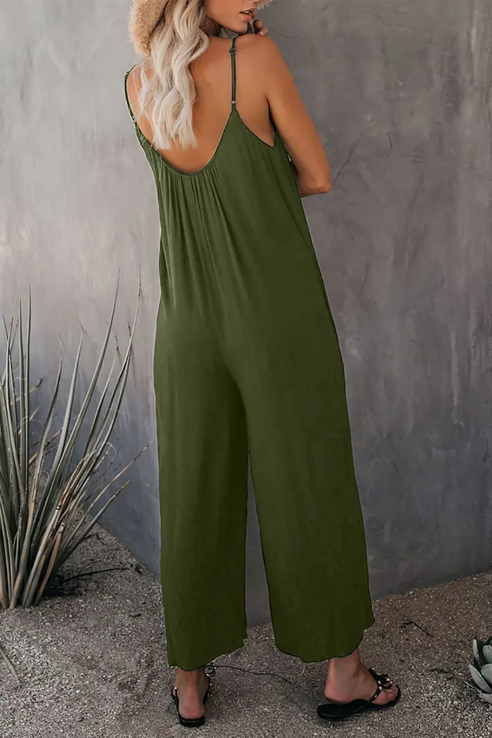 Summer Solid Color Pocket Jumpsuit