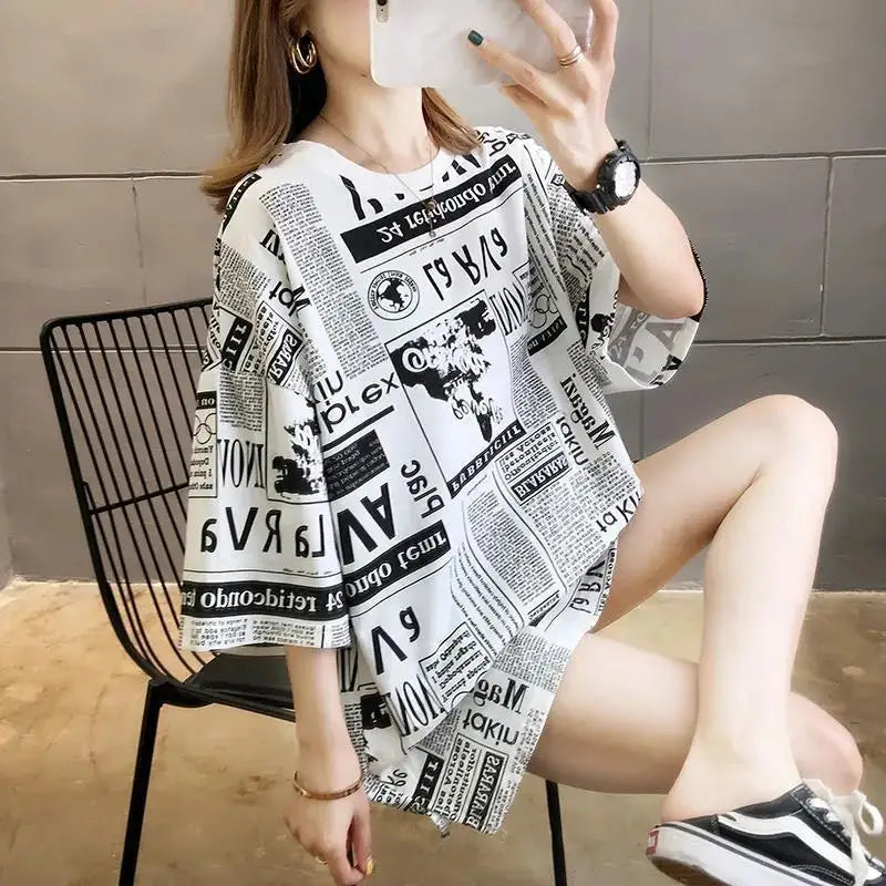 Korean Style Plus Size Loose Short Sleeve T-Shirt